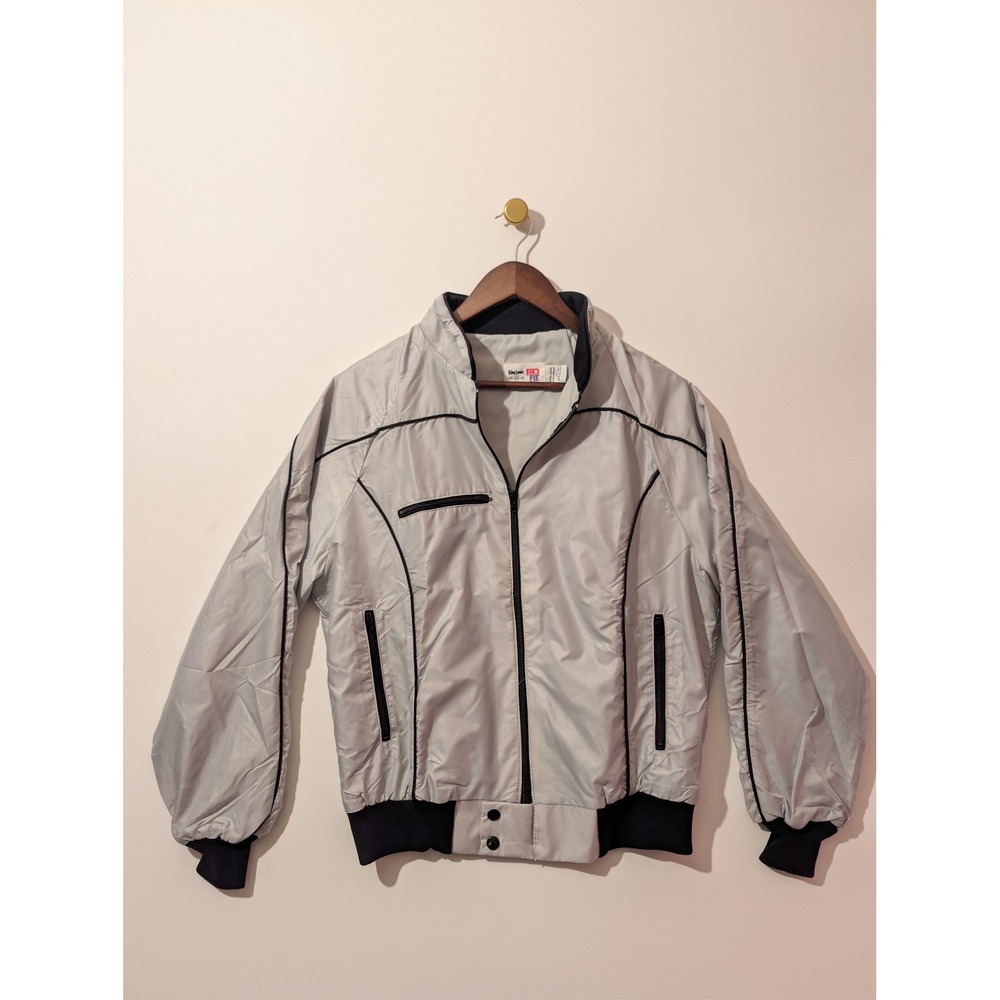 King Louie Pro Fit Windbreaker Mens M Silver Excellent Vintage Bomber Jacket SEO